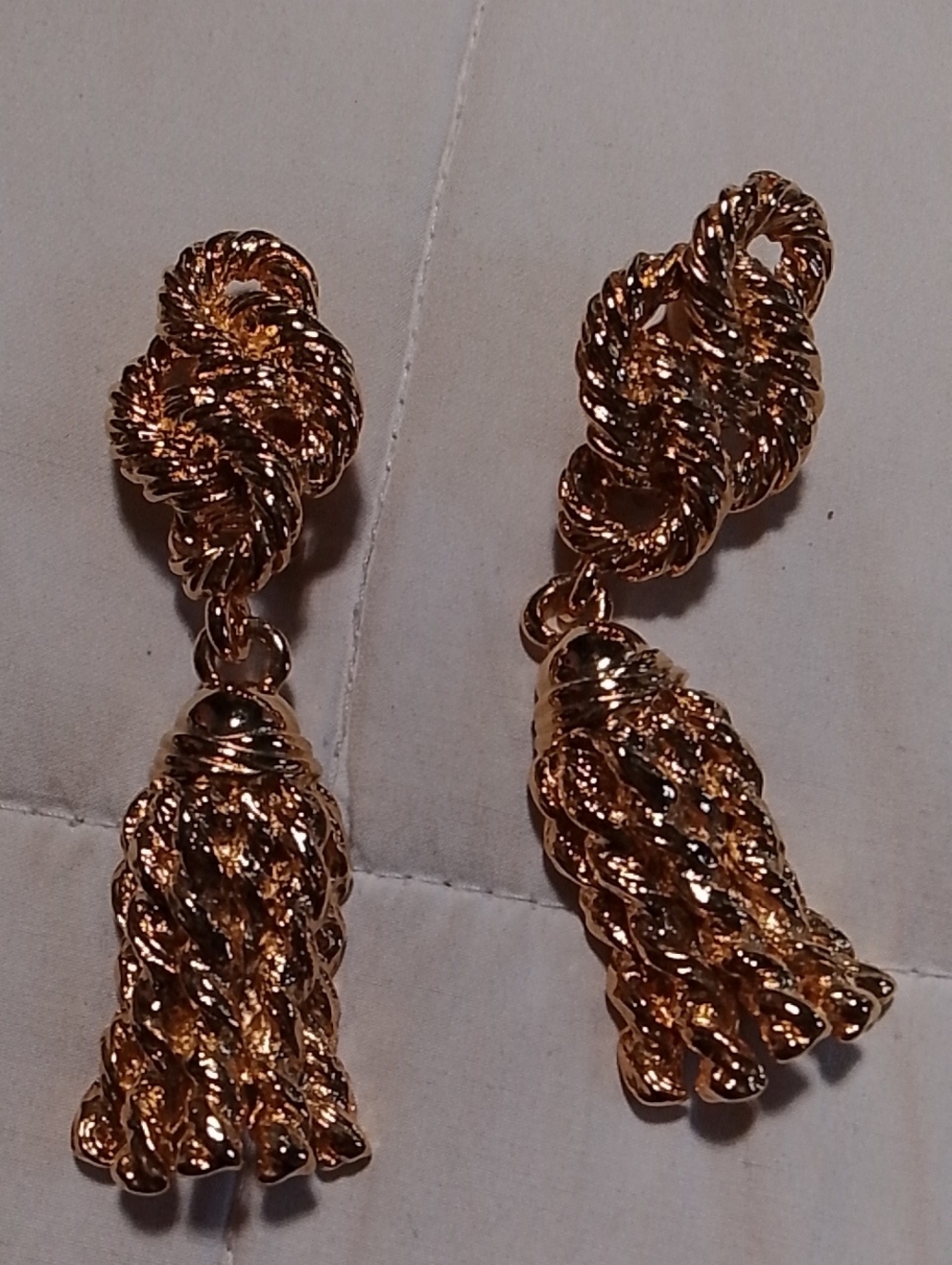 Gold-Tone Rope Tassel Drop Earrings They Are Clip-ons For Non Pierced Ears